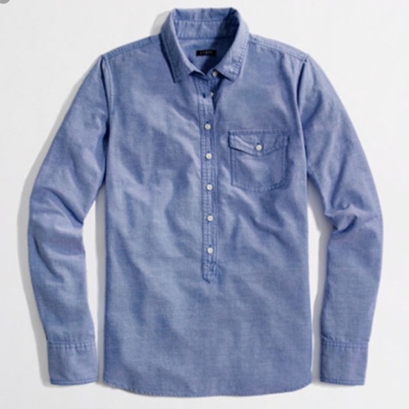 J. Crew Tops - J. CREW Chambray Oxford Popover